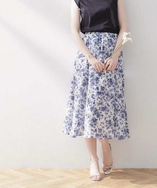 couture brooch（クチュールブローチ）の「◆Summerフルール ソフトマーメイドスカート（スカート・レディース・ホワイト系3/ブルー系5・38/36/42/40）」の7枚目の写真