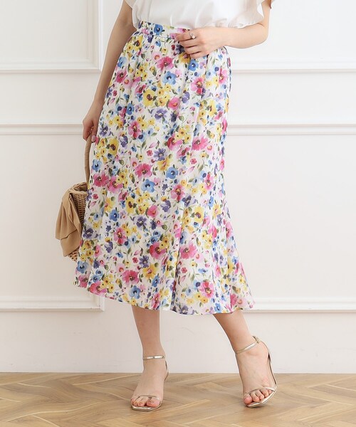 couture brooch（クチュールブローチ）の「◆Summerフルール ソフトマーメイドスカート（スカート・レディース・ホワイト系3/ブルー系5・38/36/42/40）」の5枚目の写真