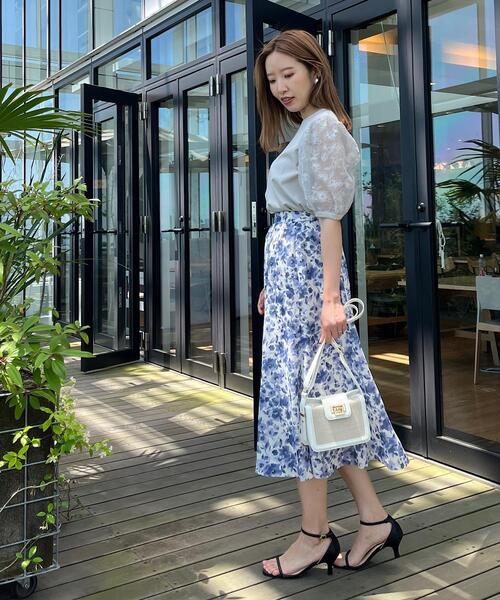 couture brooch（クチュールブローチ）の「◆Summerフルール ソフトマーメイドスカート（スカート・レディース・ホワイト系3/ブルー系5・38/36/42/40）」の15枚目の写真