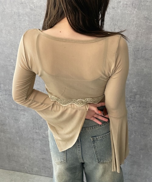 dispark（ディスパーク）の「DISPARK/ウエストレースキャミセットボレロ（カーディガン/ボレロ・レディース・ブラック/ベージュ・FREE）」の3枚目の写真