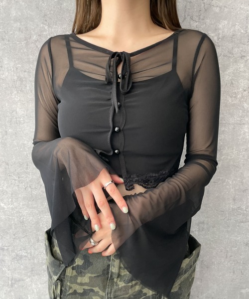 dispark（ディスパーク）の「DISPARK/ウエストレースキャミセットボレロ（カーディガン/ボレロ・レディース・ブラック/ベージュ・FREE）」の10枚目の写真