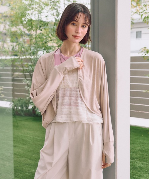cross marche(クロスマルシェ)の「【涼活本舗】UVCUT99%以上 接触冷感 UPF50+ クールボレロ(カーディガン/ボレロ・レディース・ブラック/ベージュ/グレー・FREE)」の10枚目の写真