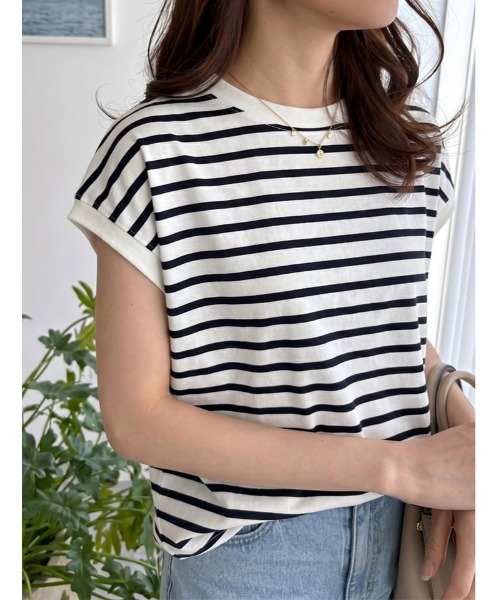 Edit Sheen(エディットシーン)の「ボーダーカットソートップス(Tシャツ/カットソー・レディース・ブラック/アイボリー/ホワイト×ブラック/ホワイト×ネイビー/ブラック×ホワイト・M)」の4枚目の写真