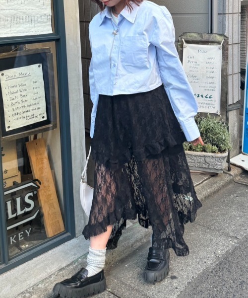 nemne store（ネンネストア）の「《Delfy》イレヘムレーススカート（スカート・レディース・アイボリー/ブラック/オフホワイト・フリー）」の9枚目の写真