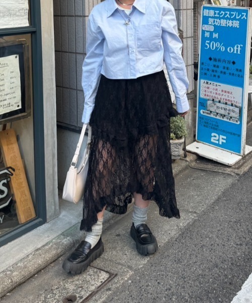 nemne store（ネンネストア）の「《Delfy》イレヘムレーススカート（スカート・レディース・アイボリー/ブラック/オフホワイト・フリー）」の7枚目の写真