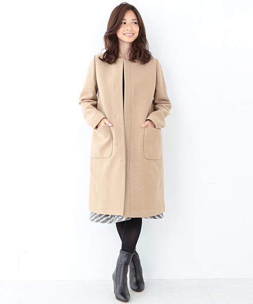 Demi-Luxe BEAMS(デミルクス ビームス)の「Demi-Luxe BEAMS / ドビー クルーコート(その他アウター・レディース・ブラック/ベージュ・38/36)」の16枚目の写真