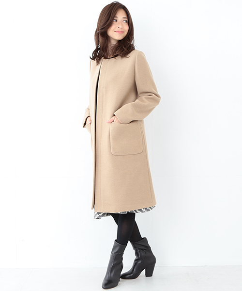 Demi-Luxe BEAMS(デミルクス ビームス)の「Demi-Luxe BEAMS / ドビー クルーコート(その他アウター・レディース・ブラック/ベージュ・38/36)」の8枚目の写真