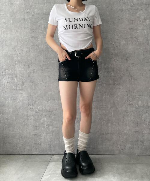 dispark（ディスパーク）の「DISPARK/ストラップ付きデザイントップス（Tシャツ/カットソー・レディース・ホワイト/ブラック・FREE）」の17枚目の写真