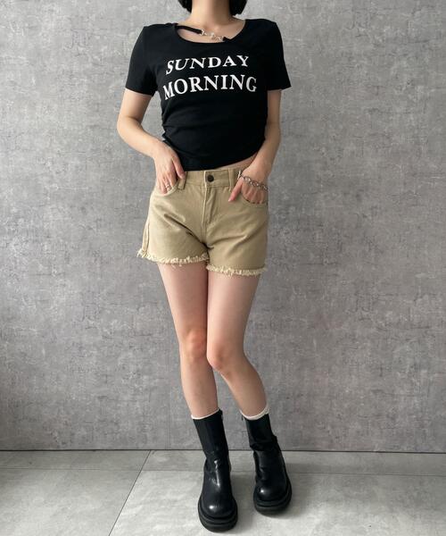 dispark（ディスパーク）の「DISPARK/ストラップ付きデザイントップス（Tシャツ/カットソー・レディース・ホワイト/ブラック・FREE）」の18枚目の写真