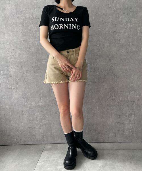 dispark（ディスパーク）の「DISPARK/ストラップ付きデザイントップス（Tシャツ/カットソー・レディース・ホワイト/ブラック・FREE）」の16枚目の写真