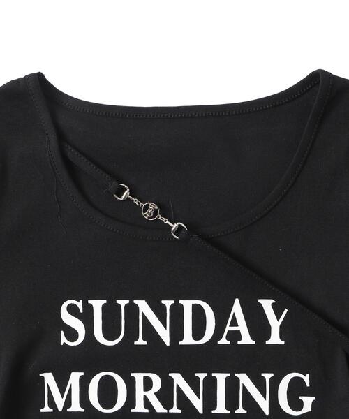 dispark（ディスパーク）の「DISPARK/ストラップ付きデザイントップス（Tシャツ/カットソー・レディース・ホワイト/ブラック・FREE）」の8枚目の写真