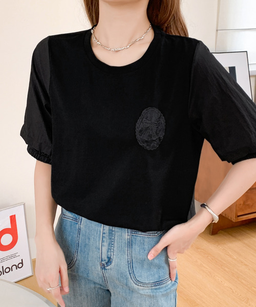 BANNER SELECT(バナーセレクト)の「リボン刺繍デザインオーバーサイズTEE(Tシャツ/カットソー・レディース・ホワイト/ブラック・FREE)」の16枚目の写真