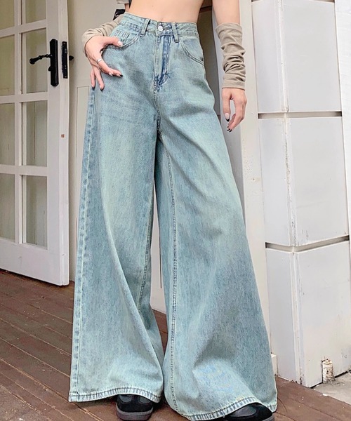 SHEENA(シーナ)の「スーパーワイドデニムパンツ(デニムパンツ・レディース・ライトブルー・S/M/L)」の21枚目の写真