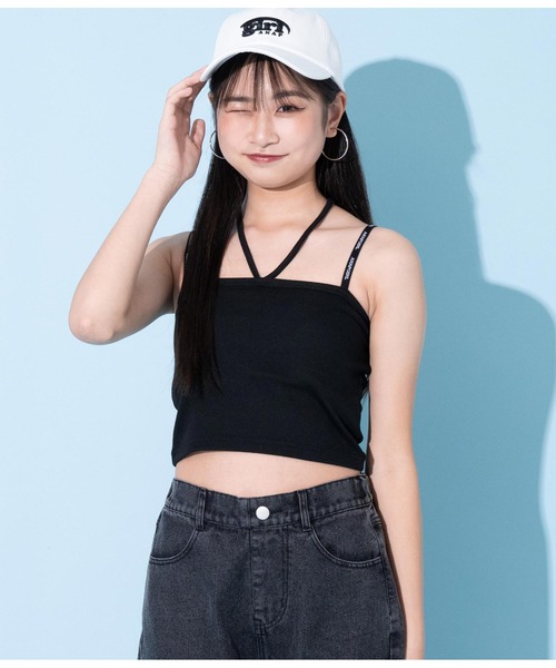 ANAP GiRL(アナップガール)の「2WAYパッド付ホルターキャミソール(キャミソール・キッズ・ホワイト/ブラック・S/M/XS)」の20枚目の写真