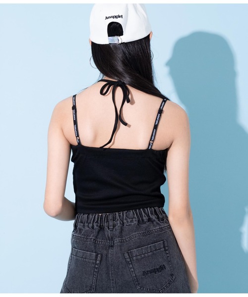 ANAP GiRL(アナップガール)の「2WAYパッド付ホルターキャミソール(キャミソール・キッズ・ホワイト/ブラック・S/M/XS)」の10枚目の写真