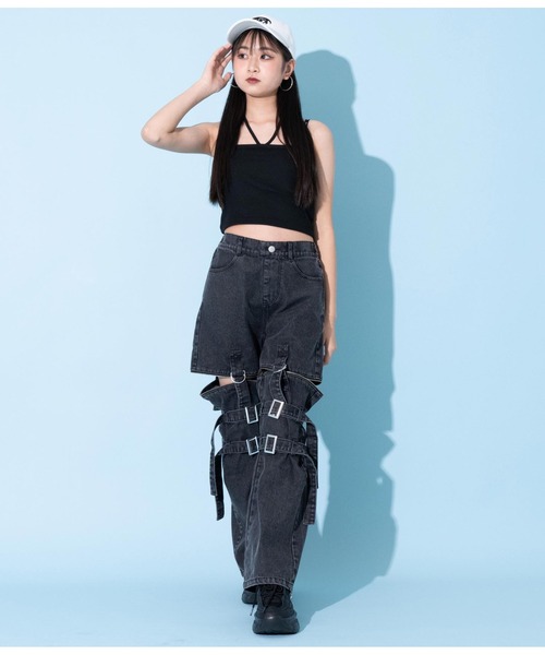 ANAP GiRL(アナップガール)の「2WAYパッド付ホルターキャミソール(キャミソール・キッズ・ホワイト/ブラック・S/M/XS)」の19枚目の写真