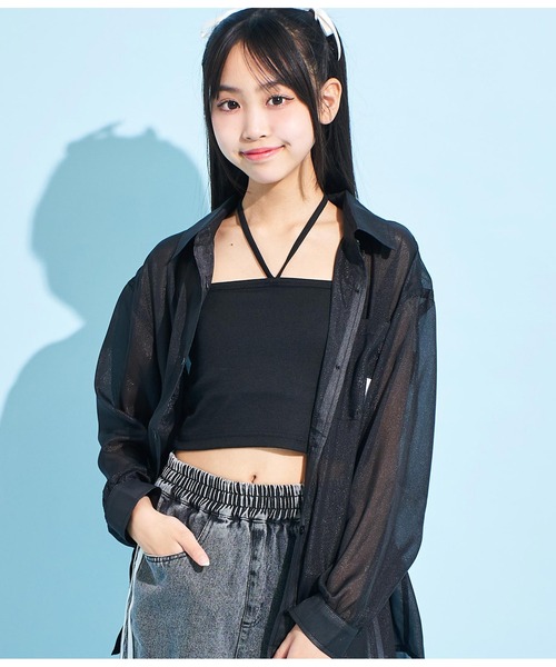 ANAP GiRL(アナップガール)の「2WAYパッド付ホルターキャミソール(キャミソール・キッズ・ホワイト/ブラック・S/M/XS)」の16枚目の写真