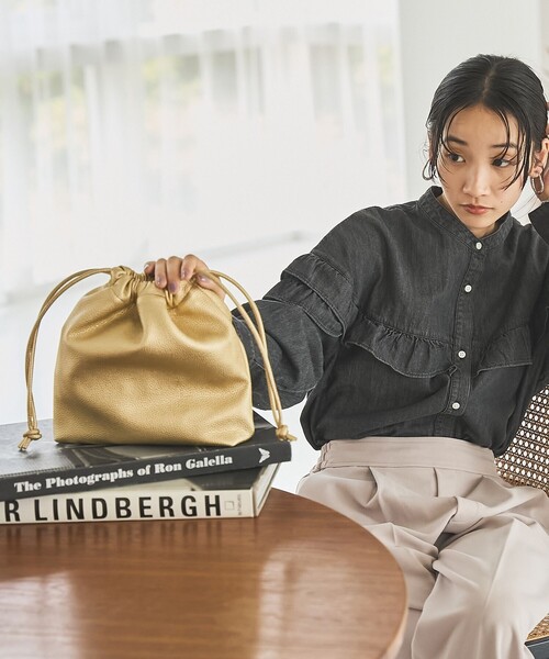 coen（コーエン）の「レザーライク巾着ショルダーバッグ（ショルダーバッグ・レディース・ライトブルー/ブラウン/ライトピンク/ブラック/ゴールド/シルバー・FREE）」の19枚目の写真