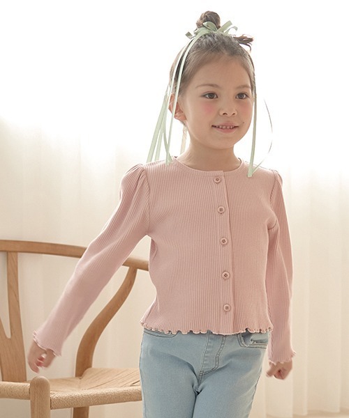 Lycee mine（リセマイン）の「アソートテレコカーディガン（Tシャツ/カットソー・キッズ・ミント/トップグレー/ブラック/アイボリー/グレー/ピンク・110cm/140cm/150cm/100cm/120cm/130cm）」の6枚目の写真