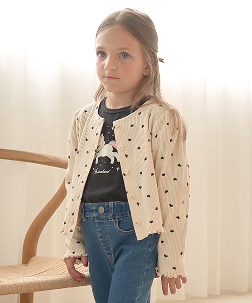 Lycee mine（リセマイン）の「アソートテレコカーディガン（Tシャツ/カットソー・キッズ・ミント/トップグレー/ブラック/アイボリー/グレー/ピンク・110cm/140cm/150cm/100cm/120cm/130cm）」の2枚目の写真