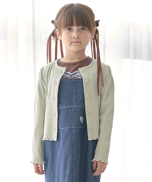 Lycee mine（リセマイン）の「アソートテレコカーディガン（Tシャツ/カットソー・キッズ・ミント/トップグレー/ブラック/アイボリー/グレー/ピンク・110cm/140cm/150cm/100cm/120cm/130cm）」の5枚目の写真