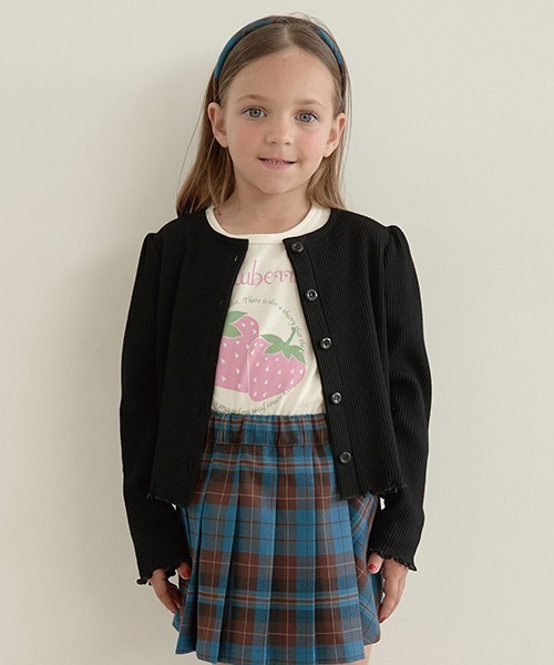 Lycee mine（リセマイン）の「アソートテレコカーディガン（Tシャツ/カットソー・キッズ・ミント/トップグレー/ブラック/アイボリー/グレー/ピンク・110cm/140cm/150cm/100cm/120cm/130cm）」の3枚目の写真