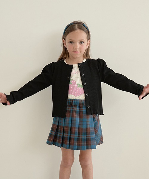 Lycee mine（リセマイン）の「アソートテレコカーディガン（Tシャツ/カットソー・キッズ・ミント/トップグレー/ブラック/アイボリー/グレー/ピンク・110cm/140cm/150cm/100cm/120cm/130cm）」の8枚目の写真