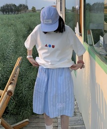【 MEMECLE / メメクル 】ストライプ　イージーハーフパンツ