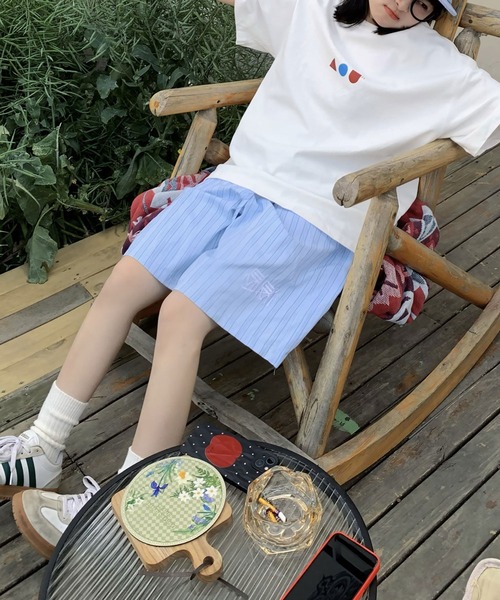 MEMECLE（メメクル）の「【 MEMECLE / メメクル 】ストライプ　イージーハーフパンツ（その他パンツ・レディース・ブルー/ピンク・M/S/L）」の17枚目の写真