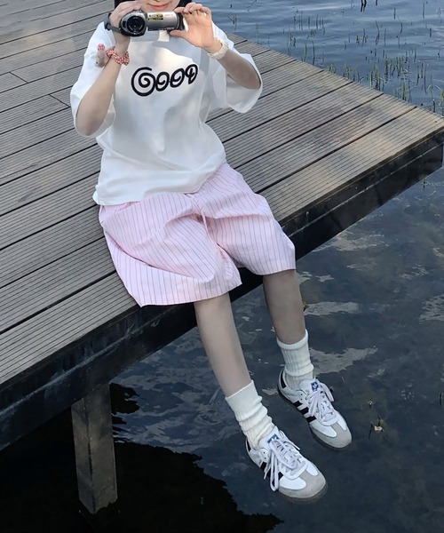 MEMECLE（メメクル）の「【 MEMECLE / メメクル 】ストライプ　イージーハーフパンツ（その他パンツ・レディース・ブルー/ピンク・M/S/L）」の21枚目の写真