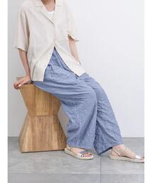 Samansa Mos2 blue | レースジャカードバルーンパンツ(その他パンツ)