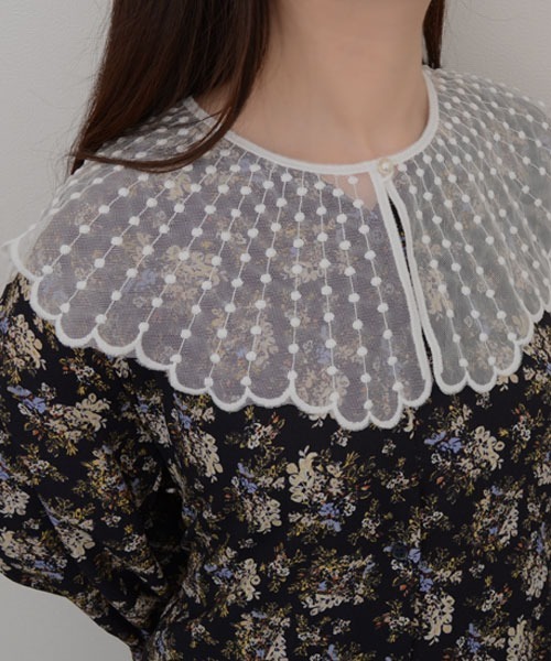 ますもももタグ付き⭐︎Rirandture ドット刺繍シアーカットチュニック 黒とピンクのドット柄チュニック - メルカリ