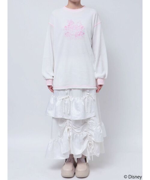 merry jenny（メリージェニー）の「MICKEY＆FRIENDS / サーマルトップス（Tシャツ/カットソー・レディース・グレー/オフホワイト・FREE）」の6枚目の写真