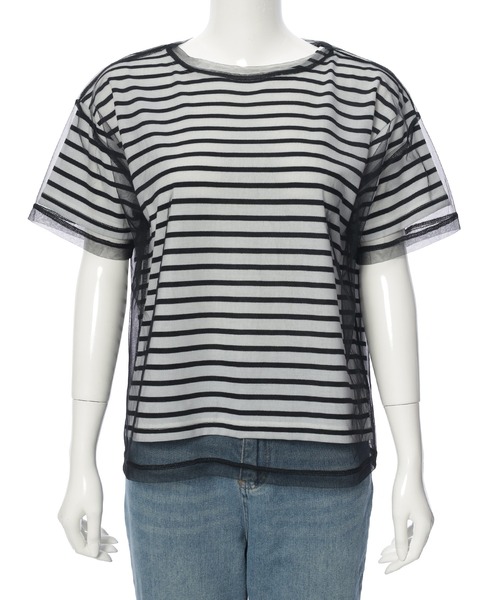 Edit Sheen(エディットシーン)の「チュール×ボーダーTシャツ(Tシャツ/カットソー・レディース・ブラック/ホワイト・M)」の13枚目の写真