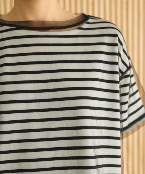 Edit Sheen(エディットシーン)の「チュール×ボーダーTシャツ(Tシャツ/カットソー・レディース・ブラック/ホワイト・M)」の7枚目の写真