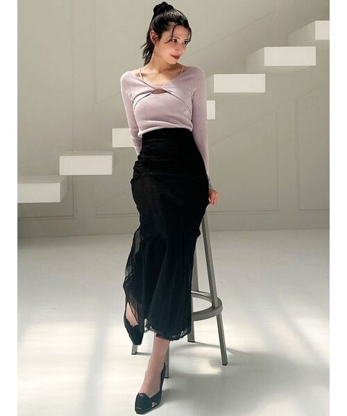 RESEXXY（リゼクシー）の「チュールマーメイドスカート（スカート・レディース・ブルー/アイボリー/ブラック・FREE）」の4枚目の写真