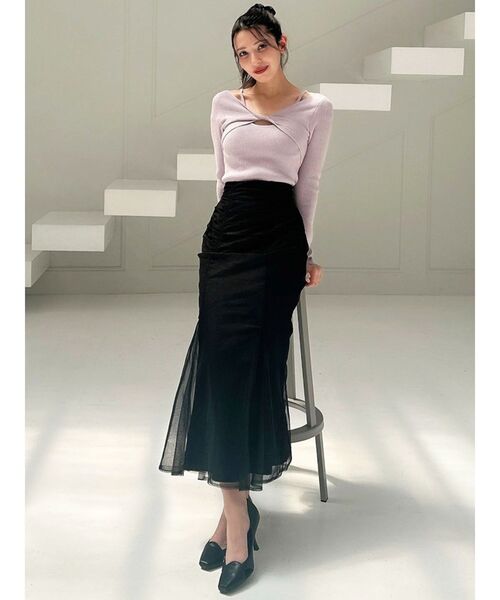 RESEXXY（リゼクシー）の「チュールマーメイドスカート（スカート・レディース・ブルー/アイボリー/ブラック・FREE）」の5枚目の写真