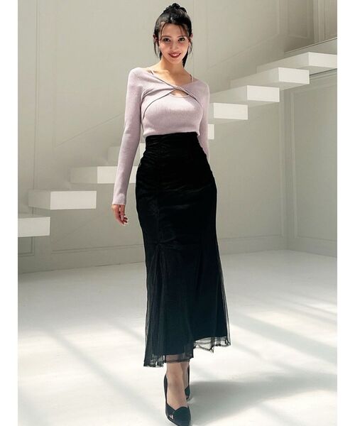 RESEXXY（リゼクシー）の「チュールマーメイドスカート（スカート・レディース・ブルー/アイボリー/ブラック・FREE）」の7枚目の写真