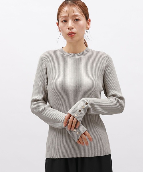 LAKOLE（ラコレ）の「12ゲージリブ袖ボタンプルオーバー / 116714（ニット/セーター・レディース・ライトブルー/ブラック/オレンジ/グレー/アイボリー/ホワイト×ブラック・SMALL/MEDIUM）」の20枚目の写真