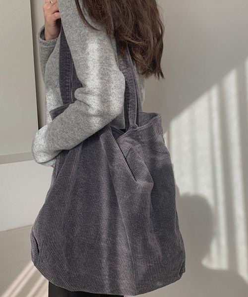 セール】コーデュロイ素材ダークカラートートバッグ（トートバッグ