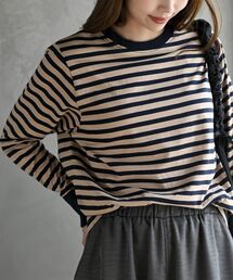 クルーネックボーダー長袖Tシャツ