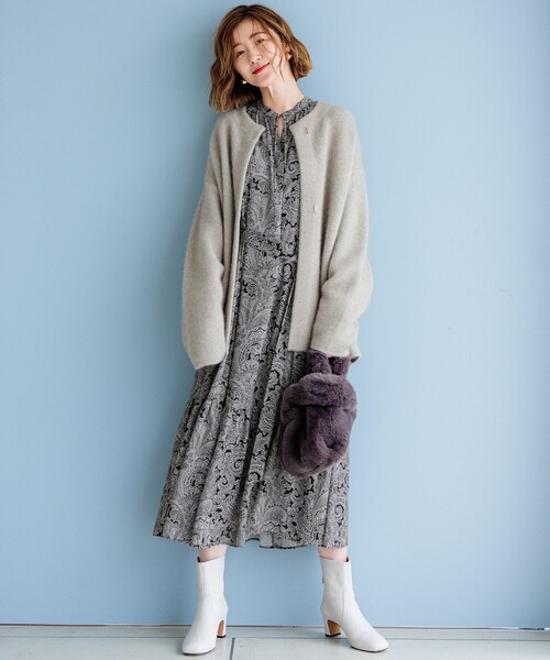23区(ニジュウサンク)の「【CLASSY.11月号掲載/洗える】ラクーンブレンドダブルフェイス ニットカーディガン(カーディガン/ボレロ・レディース・ブラック系/ライトグレー系/ベージュ系・46/44)」の7枚目の写真