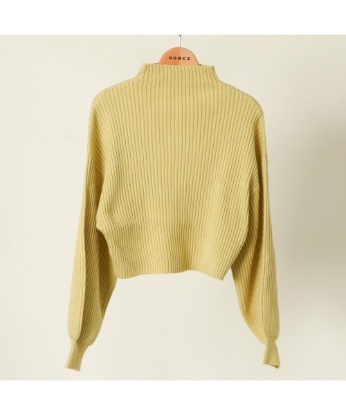 GORGE（ゴージ）の「《モチモチ素材×ボリュームスリーブ》レディース ボトルネック ショート丈ニットプルオーバー 長袖 秋冬（ニット/セーター・レディース・ブラック×ホワイト/ブラック/グレイッシュベージュ/オフホワイト/ブルー/ブラック系その他/イエロー/ブラウン/ボルドー/オレンジ・F）」の8枚目の写真