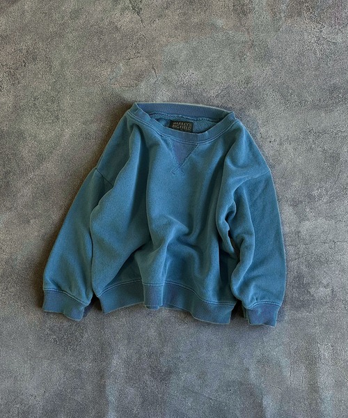 BIG FIELD（ビッグフィールド）の「ピグメントスウェット（スウェット・キッズ・チャコール/ブルー/ライトグリーン/パープル/オフホワイト/オレンジ・100/130/120/110/95/90/80/140/150）」の4枚目の写真