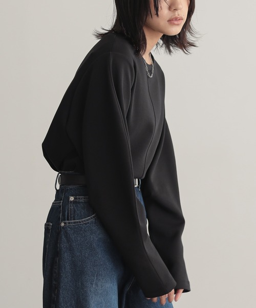 for/c（フォーシー）の「ダンボールコクーン袖プルーバー【サスティナブル】（Tシャツ/カットソー・レディース・ブラック/アイボリー/チャコールグレー・L/M）」の4枚目の写真