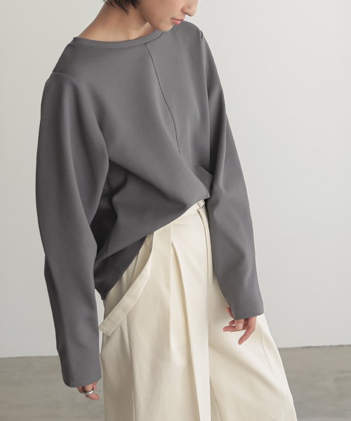 for/c（フォーシー）の「ダンボールコクーン袖プルーバー【サスティナブル】（Tシャツ/カットソー・レディース・ブラック/アイボリー/チャコールグレー・L/M）」の12枚目の写真