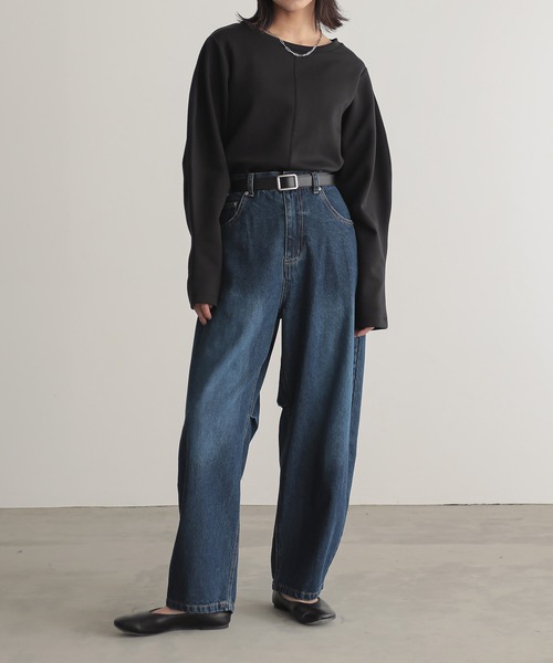 for/c（フォーシー）の「ダンボールコクーン袖プルーバー【サスティナブル】（Tシャツ/カットソー・レディース・ブラック/アイボリー/チャコールグレー・L/M）」の7枚目の写真