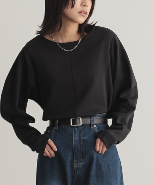 for/c（フォーシー）の「ダンボールコクーン袖プルーバー【サスティナブル】（Tシャツ/カットソー・レディース・ブラック/アイボリー/チャコールグレー・L/M）」の5枚目の写真