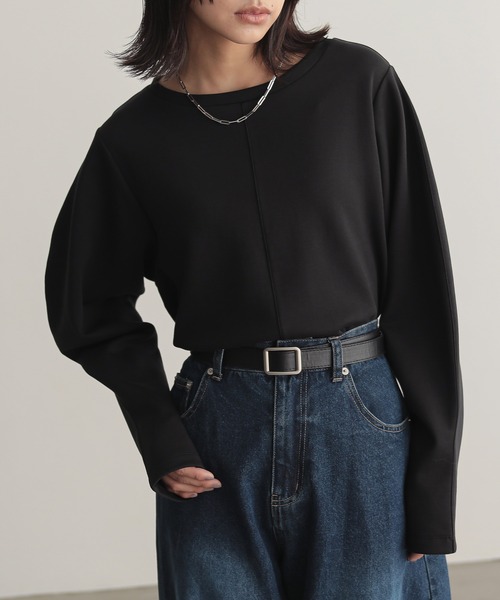 for/c（フォーシー）の「ダンボールコクーン袖プルーバー【サスティナブル】（Tシャツ/カットソー・レディース・ブラック/アイボリー/チャコールグレー・L/M）」の6枚目の写真