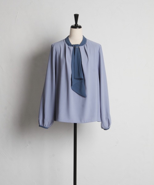 tocco closet(トッコ クローゼット)の「【ZOZO限定】バイカラーボウタイブラウス(シャツ/ブラウス・レディース・オフホワイト/ブルー/ブラック/ピンク・M)」の5枚目の写真